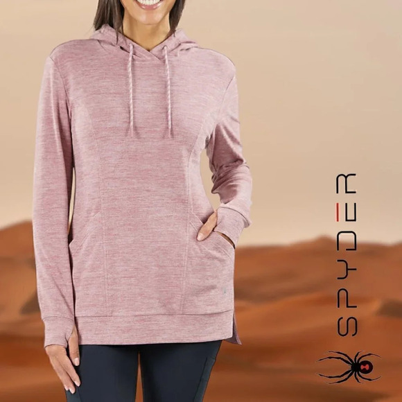 Spyder | Womens Tunic Length Hoodie | Rose Pink | NWT - Picture 4 of 4
